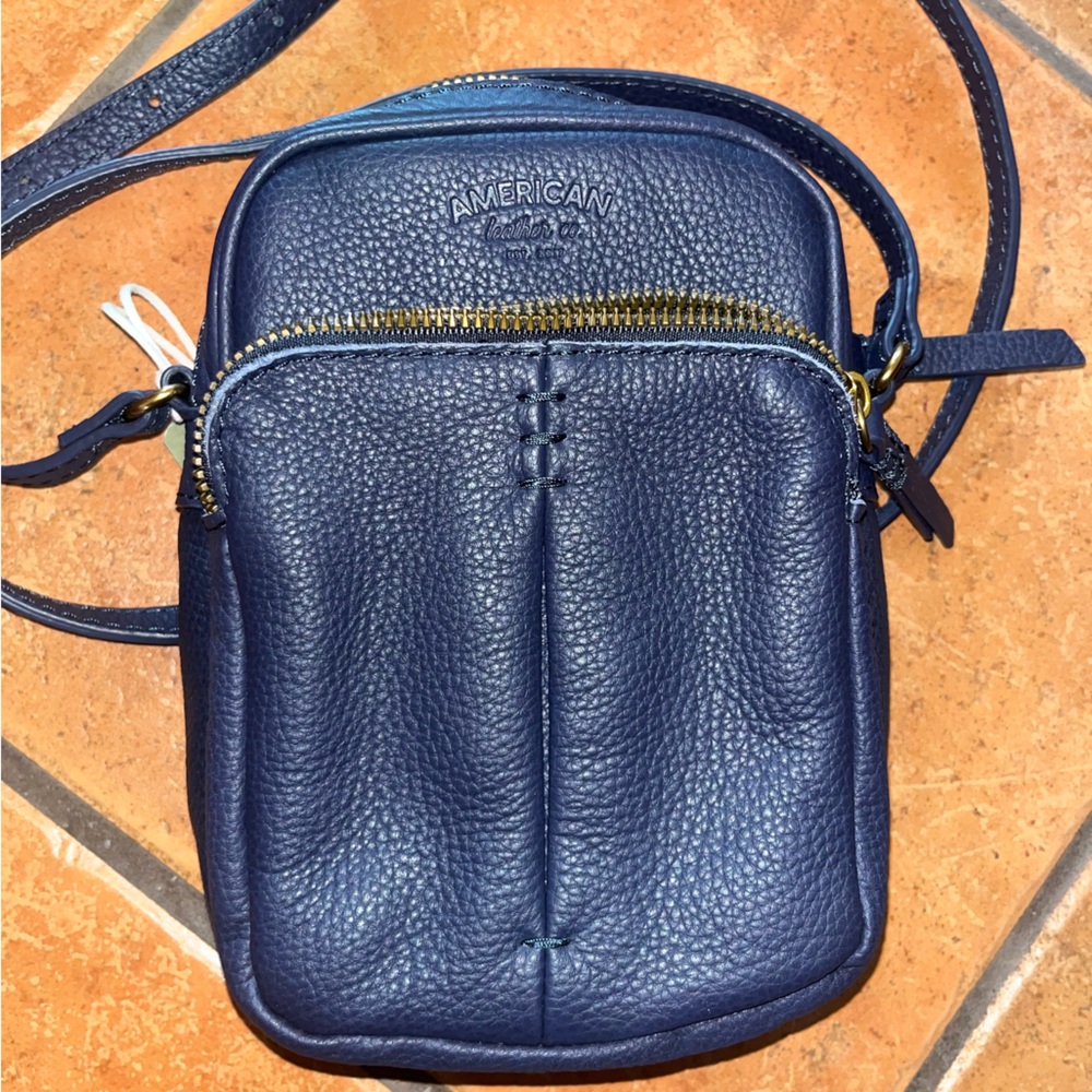 American Leather Navy Crossbody Bag